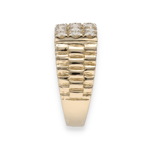 Bague 59 Bague chevaliere en or jaune 18K sertie de 1,00 ct de diamants brillants K-VS - Taille 59 58 Facettes FB09348