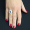 Bague 56 BAGUE EN OR BLANC - SAPHIR CABOCHON et DIAMANTS 58 Facettes