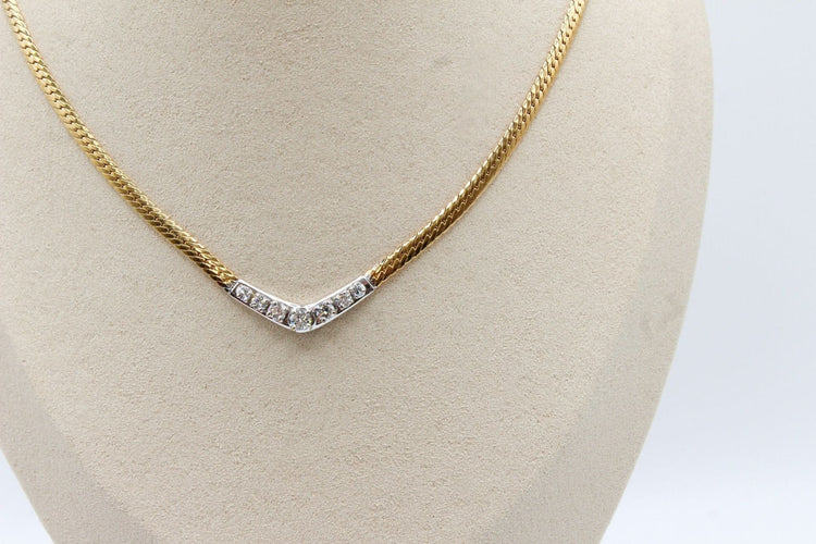 Collier Collier maille anglaise or jaune, diamants 58 Facettes 250197