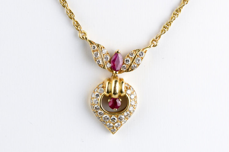 Collier Collier en or jaune 18 carats Diamant et  Rubis 1.78 carats 58 Facettes CLDIAMRUBIS-107