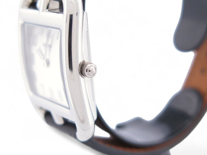 Montre montre HERMES cape cod pm cc1.210a quartz 33 mm en acier et cuir noir 58 Facettes 270891