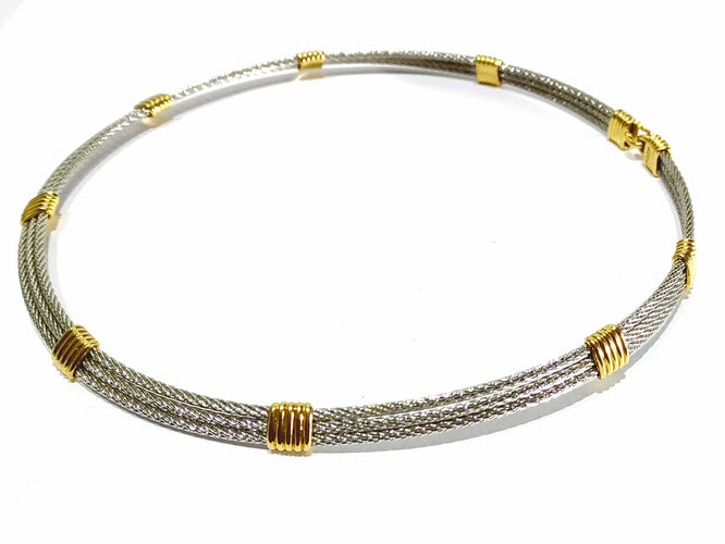 Collier FRED - Collier or et acier 58 Facettes