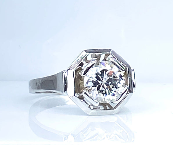 Bague 57 Bague or blanc, diamant 1,95 carat, époque ART DECO 58 Facettes AB654