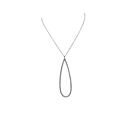 Collier Collier poire or blanc 18 carats serti de diamants naturels 58 Facettes