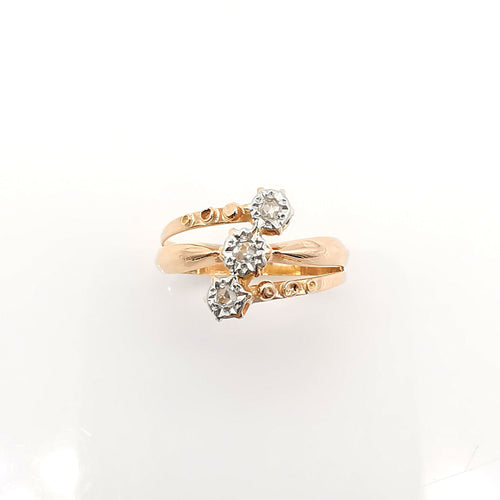 Bague 57 Bague ancienne or rose  diamants 58 Facettes