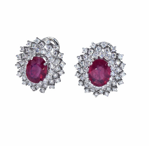 Boucles d'oreilles Boucles d'oreilles diamants rubis or blanc 58 Facettes