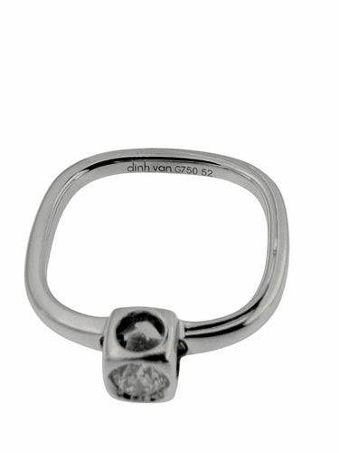 Dinh Van - Пръстен куб от бяло злато, естествен диамант 