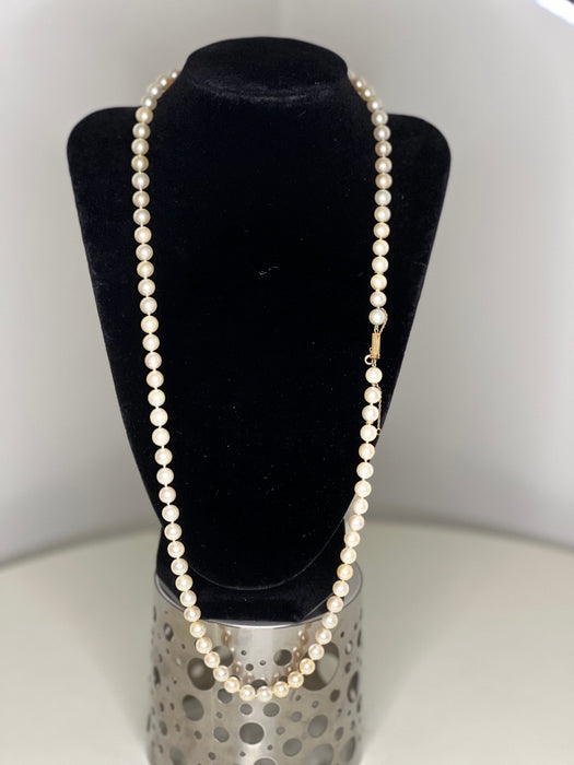 Choker Necklace 87 Akoya Cultured Pearls 70 Cm 18k Gold Clasp