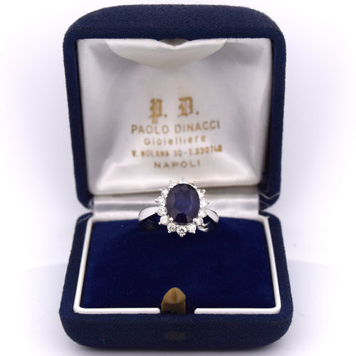 Bague 56 Bague en or blanc avec saphir et diamants 58 Facettes