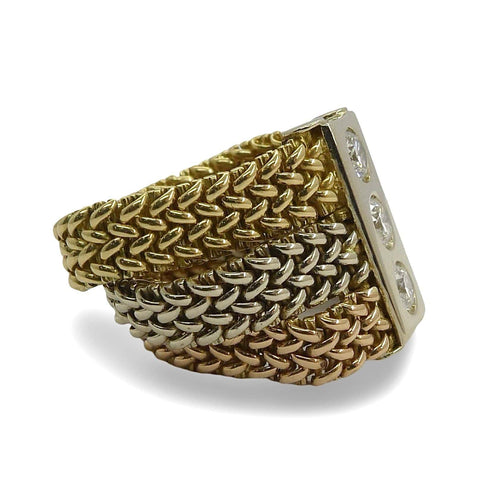 Bague Bague maille 3 ors et diamants 0,75 ct 58 Facettes 00049101
