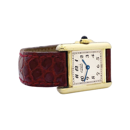 Montre Montre Cartier,"Must de Cartier", vermeil, cuir. 58 Facettes 35338