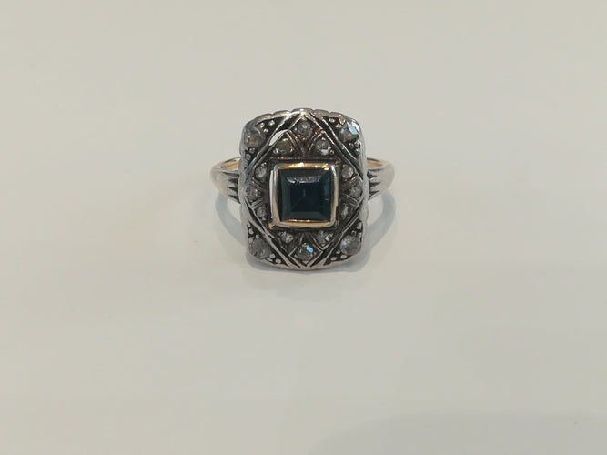Bague 55 Bague Ancienne Saphir Diamants 58 Facettes