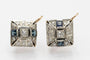 Boucles d'oreilles Boucles d'oreilles géométriques Art Déco avec diamants et saphirs, Autriche-Hongrie. 58 Facettes 11281