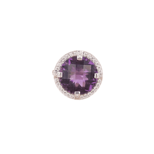 Beyaz altın Hedef Yüzük Ametist 