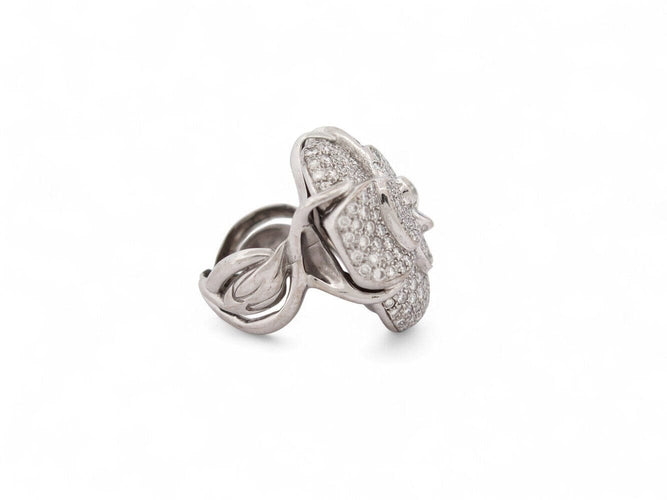 Bague 53 bague cocktail camelia t53 sertie de 188 diamants 4.12ct or blanc 18k 27.5g 58 Facettes 270127