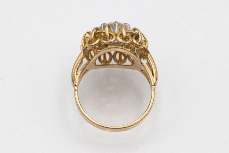 Bague 50 Bague unique en or jaune ornée d'un diamant taille brillant ancienne de 1,32 carat 58 Facettes 11531