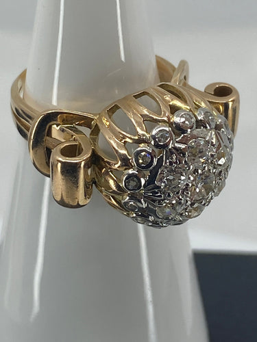 Bague 51 Bague en or 18ct de forme boule sertie de diamants vers 1940/1960 58 Facettes AB41bis
