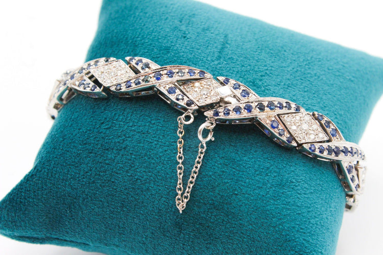 Bracelet Bracelet or blanc, diamants et saphirs 58 Facettes 240055