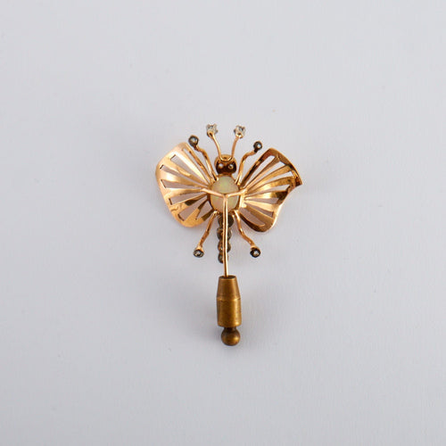 Broche Epingle Art Nouveau Papillon Opale Diamants 58 Facettes
