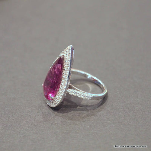 Bague 54.5 Bague or blanc et tourmaline 58 Facettes 4806