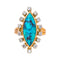 Bague 54 Bague  Marquise  Or rose Turquoise, Diamant 58 Facettes 4387234CN