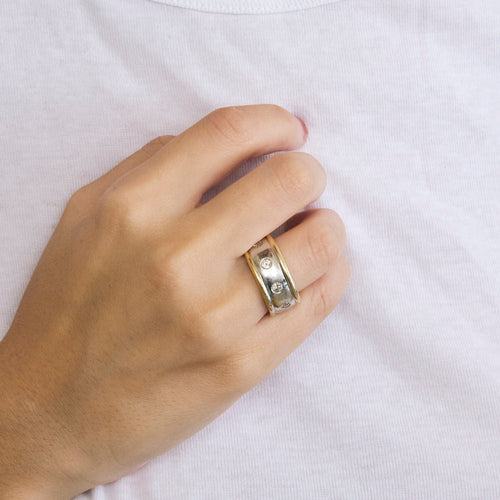 Bague Alliance or jaune, or blanc et diamants 58 Facettes LP766/13