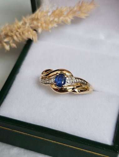 Bague 55 Bague Saphir en Or jaune et Blanc 58 Facettes 637