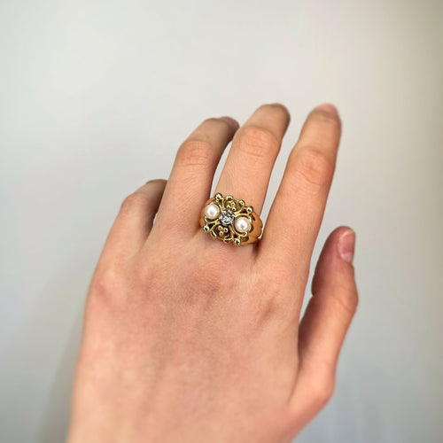 Bague 57 Bague - Or, Diamant & Perles 58 Facettes 250052R