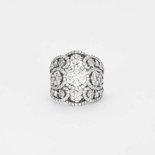 Bague 54 Bague style années 30 or blanc diamants 58 Facettes