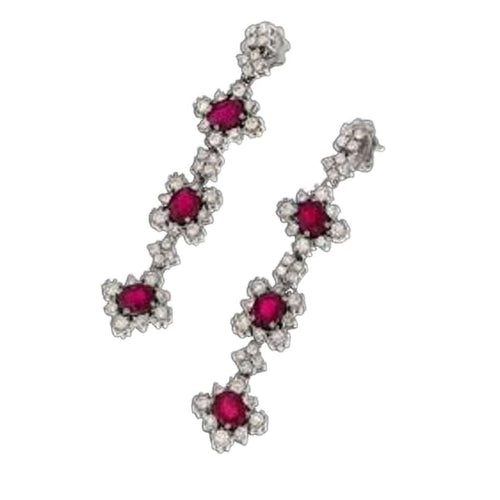 Boucles d'oreilles Boucles d'oreilles or blanc, Rubis ovales, Diamants naturels 58 Facettes MG-201808