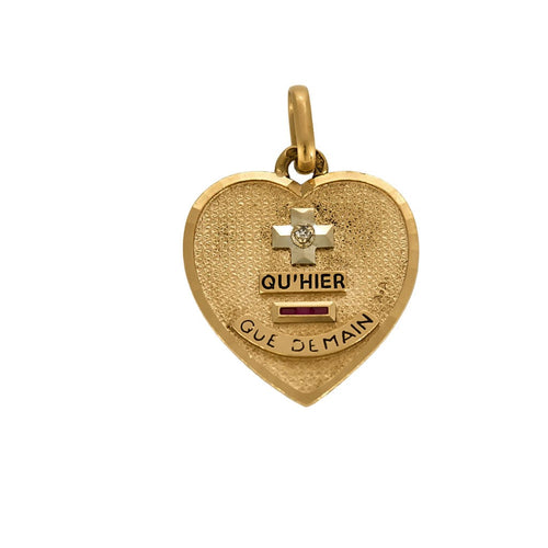 Pendentif AUGIS - Médaille d'amour, pendentif en forme de coeur en or jaune et or blanc 58 Facettes CLA0343