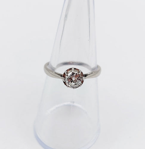 Art deco -sormus Solitaire Platina, vanhan mallinen timantti 0,43 karaattia (noin 1930) 