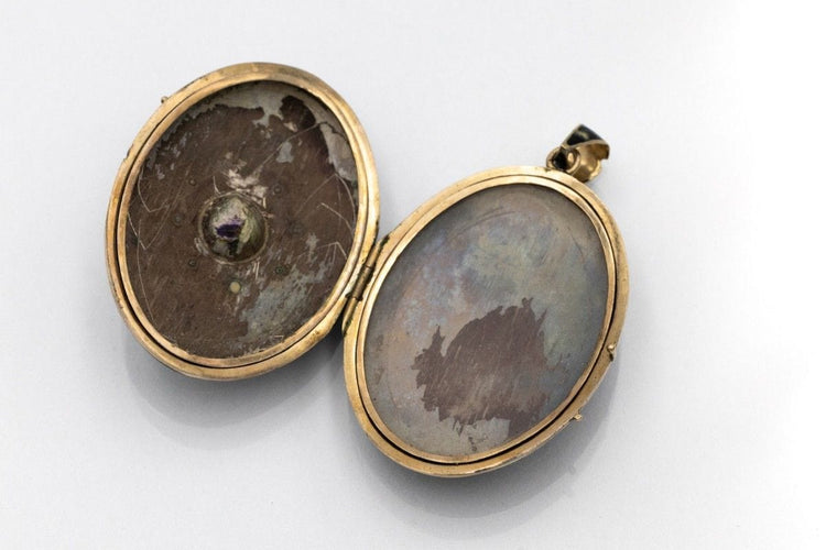 Pendentif Médaillon ancien avec émail et perles, début du XIXe/XXe siècle 58 Facettes 11351