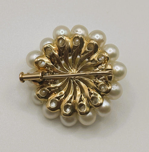Broche Broche en or jaune, perles et diamants 58 Facettes