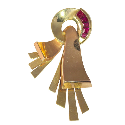 Broche Broche sertie de rubis rétro fabriquée en France 58 Facettes 12005-0030