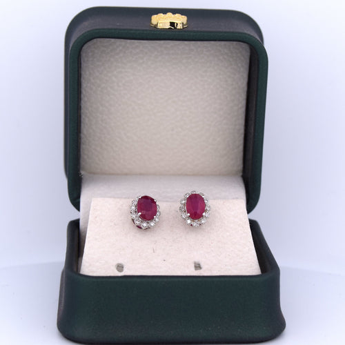 Boucles d'oreilles Boucles d'oreilles en or avec diamants et rubis 58 Facettes