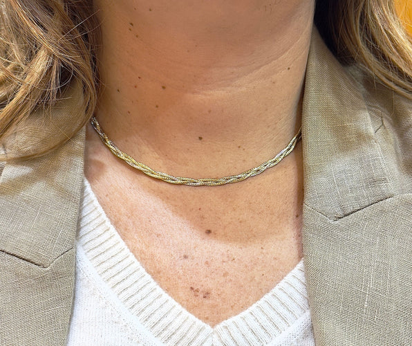 collier Collier tressé 2 ors semi rigide et flexible 58 Facettes