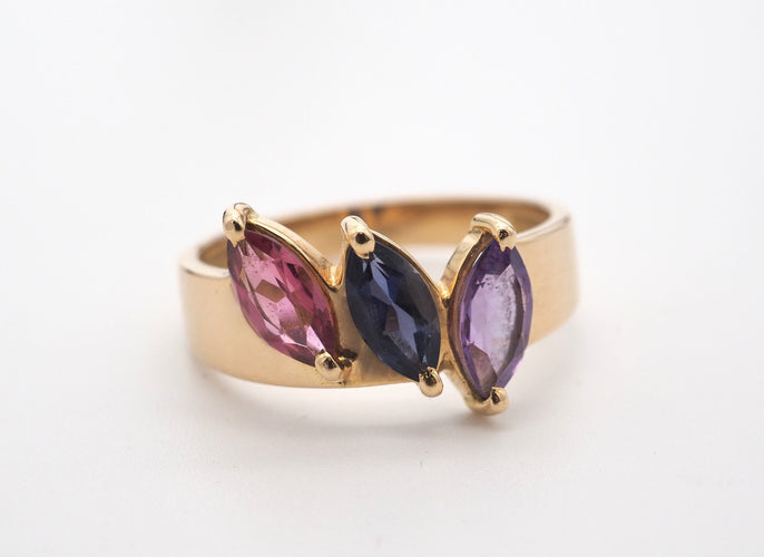 Bague 57 Bague pierres fines or jaune 58 Facettes