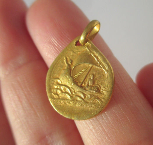 Rasumny - Medaljon privezak Art Nouveau dvostrani Sveti Đorđe u žutom zlatu 18k 