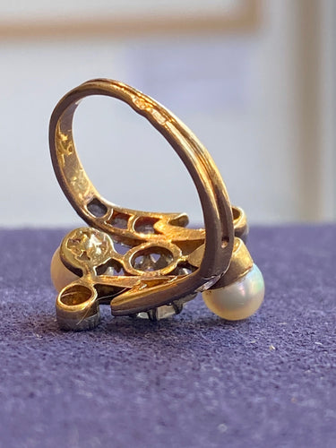 Bague 50 Bague Belle Époque "Toi & Moi" en or et platine 58 Facettes