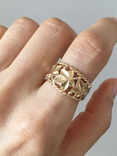 Inel din aur galben cu motiv vegetal 