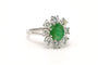 Současný prsten z bílého zlata, smaragd a diamanty (+/- 1,40 ct) 