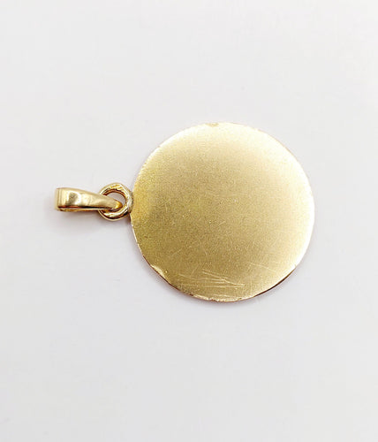 Pendentif AUGIS - Pendentif médaille d'amour  23mm or jaune et rubis  "+ QU'HIER - QUE DEMAIN" 58 Facettes A06325