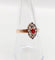 Antik markisring i roséguld, röd sten och rosenstenslipad diamant (1900) 