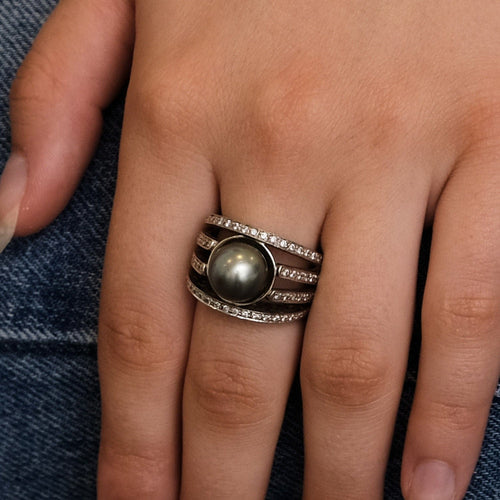 Bague 53 Bague Perle de Tahiti & Diamants 58 Facettes FL250