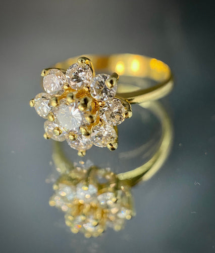 Bague 54.5 Bague marguerite en or jaune diamants 58 Facettes