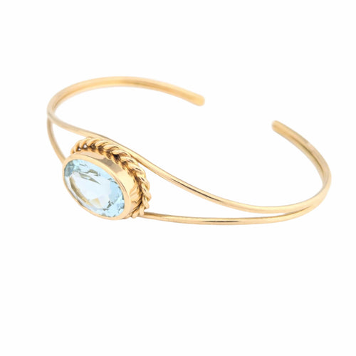 Bracelet Bracelet jonc or jaune et aigue-marine 58 Facettes 31240