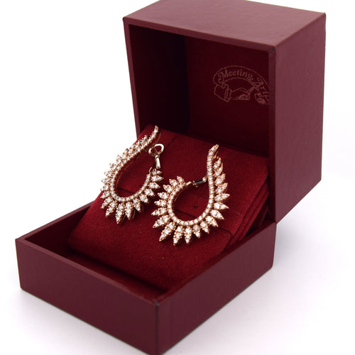 18k roségull og diamant pavé-hoop øredobber 