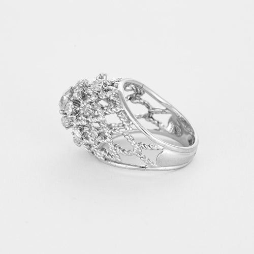 Bague 53 Bague dôme or blanc et diamants 58 Facettes 240566