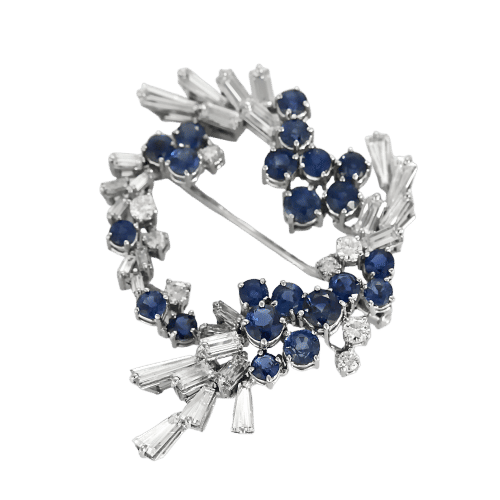 Broche Broche en Or blanc diamants et saphirs 58 Facettes LJ 22-103